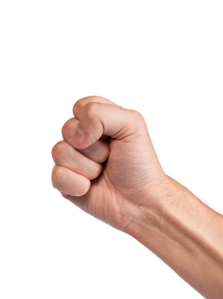 Males hand with a clenched fist isolated — Stock Photo, Image