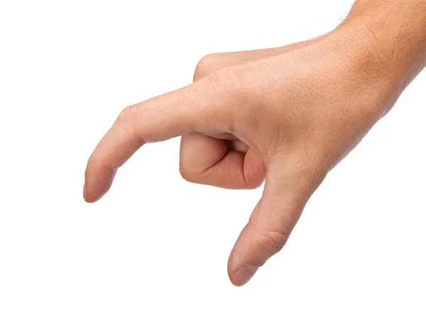 Male hand reaching for something on white — Stock Photo, Image