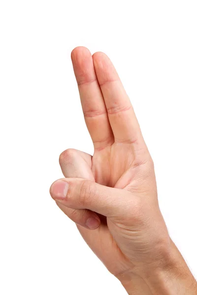 Hand gest nummer två närbild isolerad på vit — Stockfoto