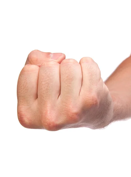 Males hand with a clenched fist isolated Stock Photo