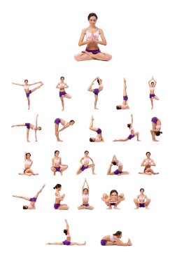 pratik Yoga ayarlayın. genç kadın