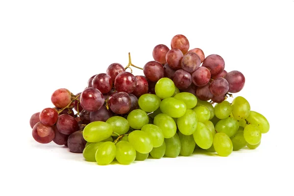 Kiść winogron biały i czerwony kur na białym tle — Zdjęcie stockowe