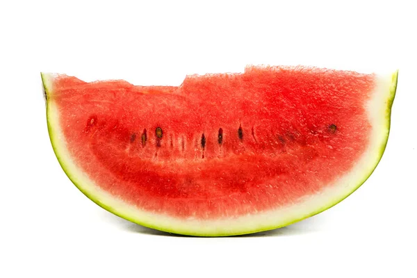 Scheibe Wassermelone isoliert auf weiß — Stockfoto