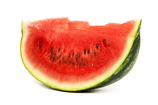 Scheibe Wassermelone isoliert auf weiß — Stockfoto