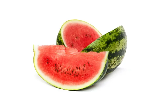 Frische, reife, saftige Wassermelone. Schuss auf Weiß — Stockfoto