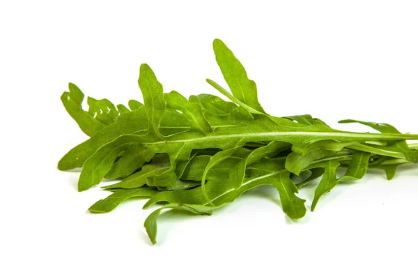 Feuille de tas fraîche de roquette-rucola sur blanc — Photo