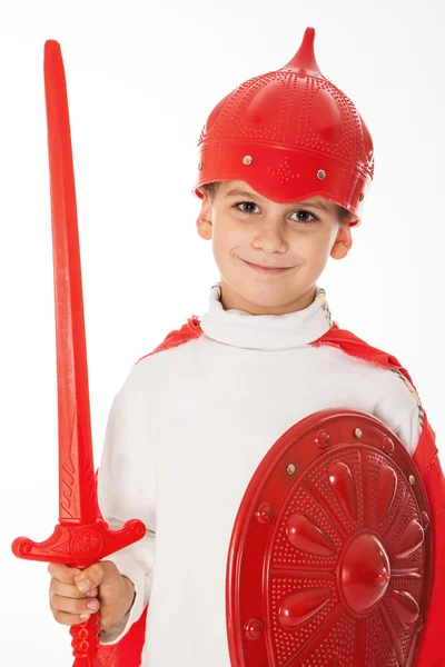 Молодий хлопчик одягнений як лицар — стокове фото