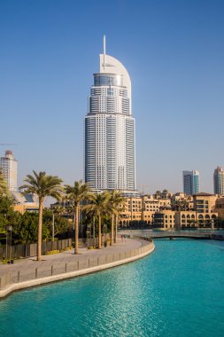 Address Hotel in the downtown Dubai area overlooks the famous da clipart