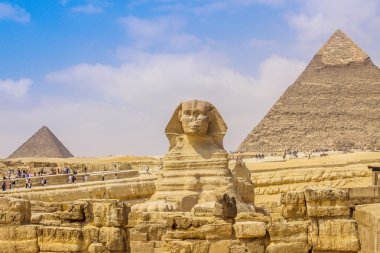 Sphinx and the Great Pyramid in the Egypt clipart