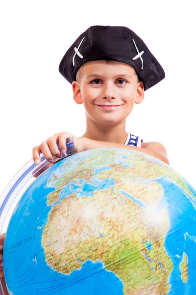 Ragazzo che tiene un globo — Foto Stock