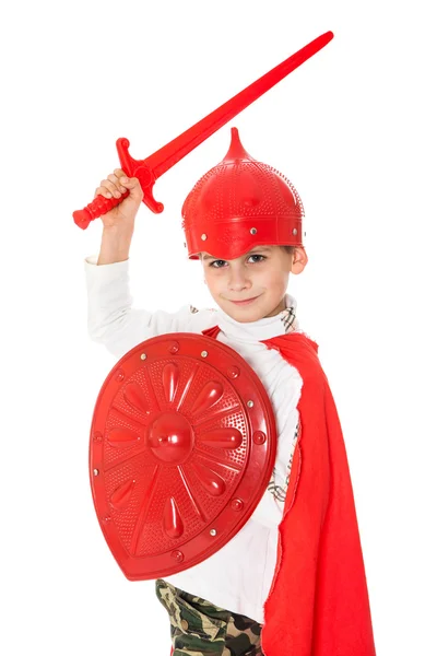 Молодий хлопчик одягнений як лицар — стокове фото