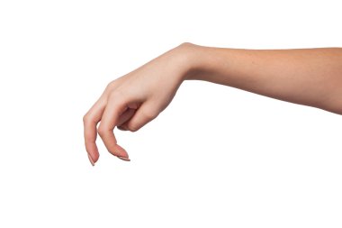 bir el üzerinde beyaz izole yürüyen parmak gösterilen