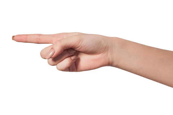 Female index finger on a white background — Stock Photo, Image