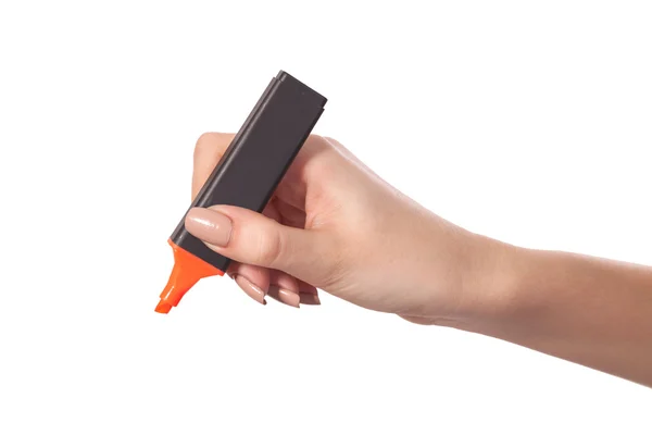 Mão com um desenho marcador isolado — Fotografia de Stock