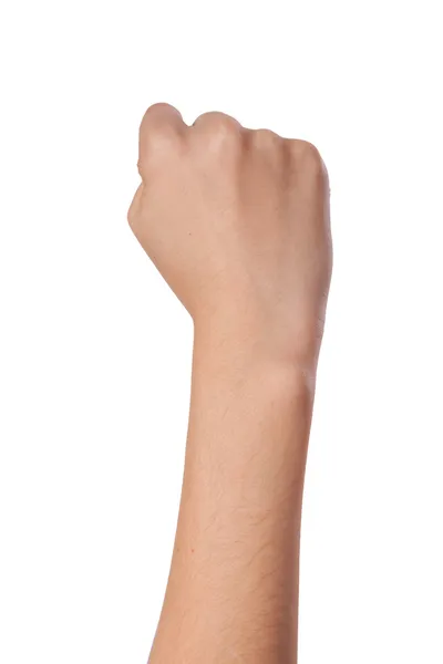 Female hand with a clenched fist isolated — Stock Photo, Image