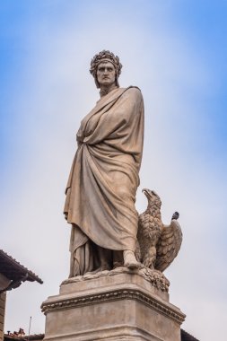 The famous poet Dante Alighieri. Piazza Santa Croce in Florence, clipart