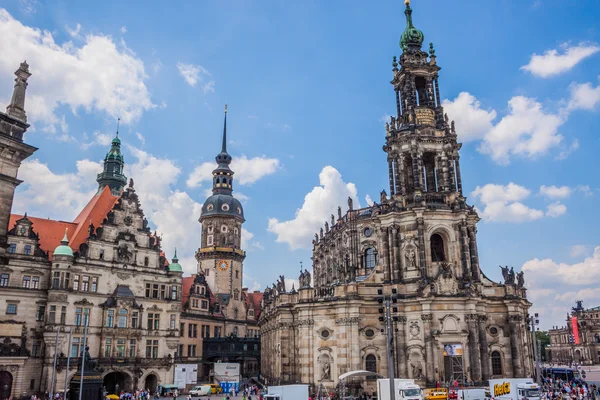 Panorama de Dresden, Alemanha. A paisagem urbana. Esboço — Fotografia de Stock