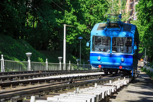 Funicular trains moving on the hill — Stock Photo, Image