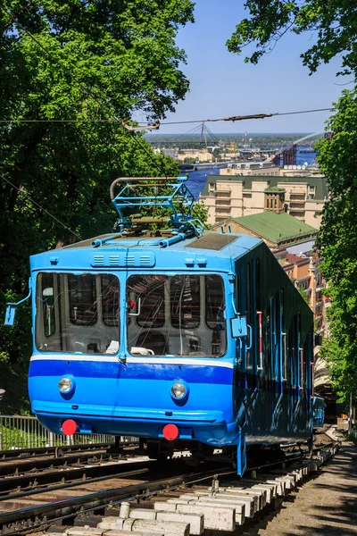 Funicular trains moving on the hill — Stock Photo, Image