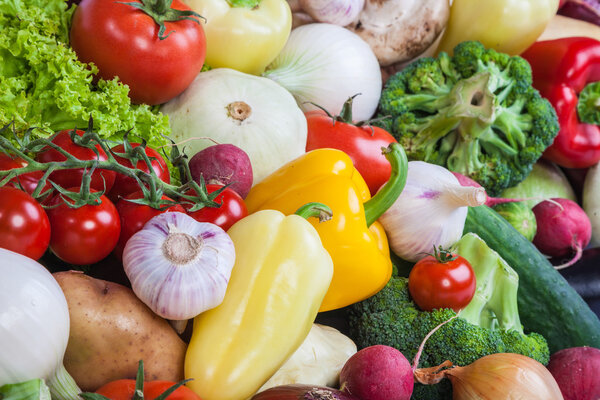 Group of fresh vegetables isolated on white