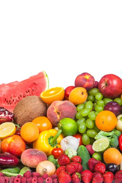 Enorme grupo de legumes e frutas frescas — Fotografia de Stock