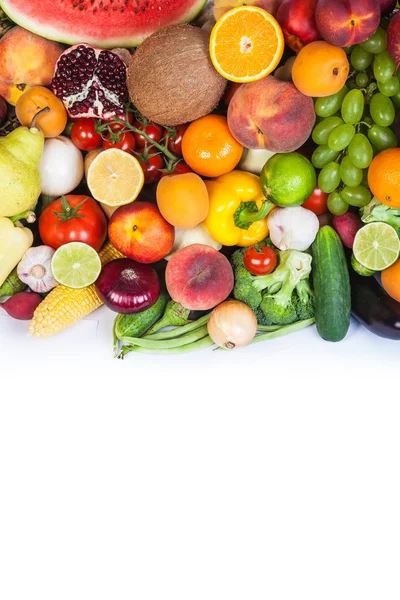 Grand groupe de légumes et fruits frais — Photo