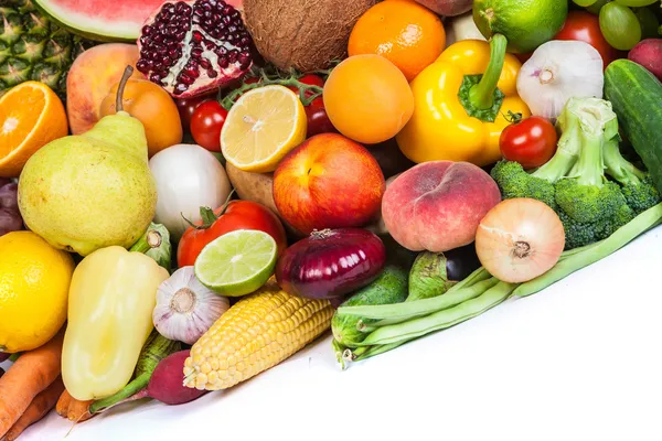 Enorme grupo de legumes e frutas frescas — Fotografia de Stock