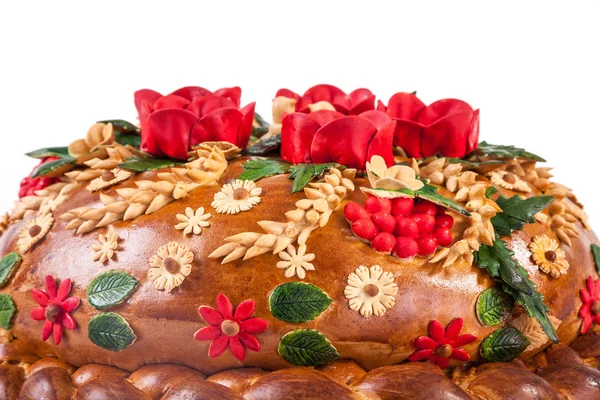 Ukrainian festive bakery Holiday Bread on white — Stock Photo, Image