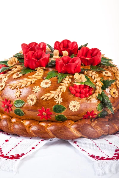 Ukrainian festive bakery Holiday Bread on white — Stock Photo, Image