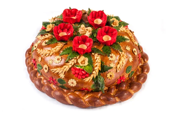 Ukrainian festive bakery Holiday Bread on white — Stock Photo, Image