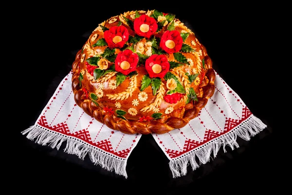 Boulangerie fête ukrainienne Pain de vacances sur noir — Photo