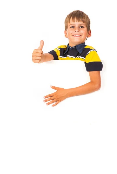 Niño sosteniendo una pancarta —  Fotos de Stock