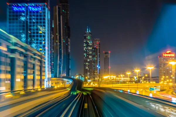 Dubai metro railway in motion blur — Stock Photo, Image