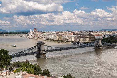 zincir köprü ve Macaristan Parlamentosu'nun, Budapeşte, Macaristan
