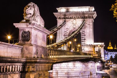 Night view of the famous Chain Bridge in Budapest, Hungary. The clipart