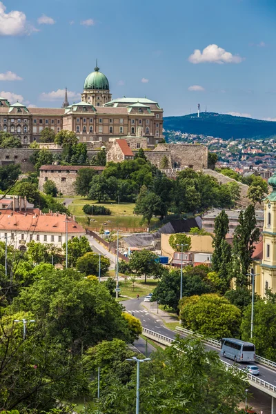 Budapest royal palace morgon Visa. — Stockfoto