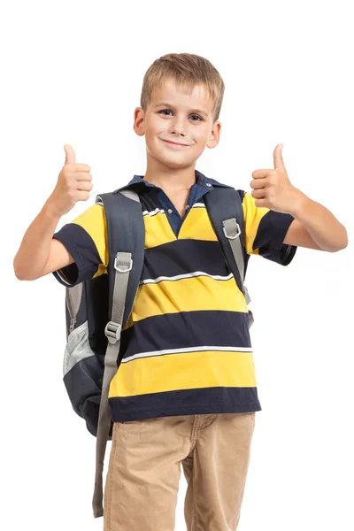 Colegial sentado en los libros — Foto de Stock