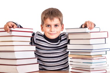 öğrenci ve bir yığın kitap