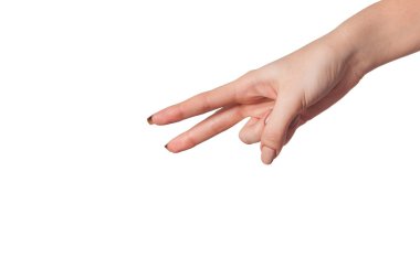 beyaz izole jest dört closeup el