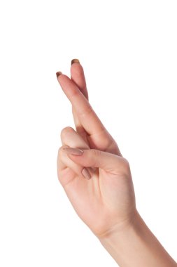 iyi şanslar üzerinde beyaz izole simgeleyen parmak çarpı işareti