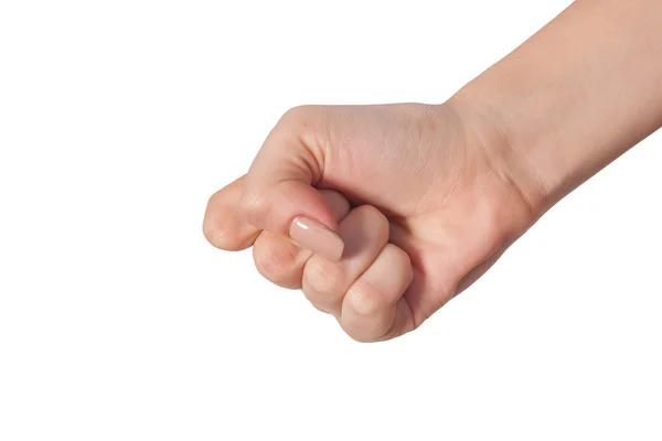 Женская рука с сжатым кулаком изолирована — стоковое фото