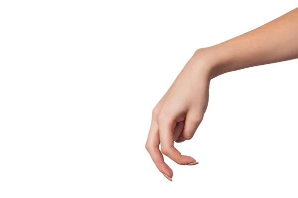 Женская рука показывает ходячие пальцы, изолированные на белом — стоковое фото
