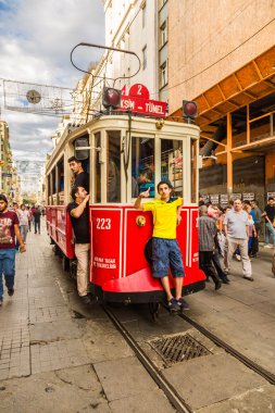 eski kırmızı tramvay taksim, Istanbul, Türkiye