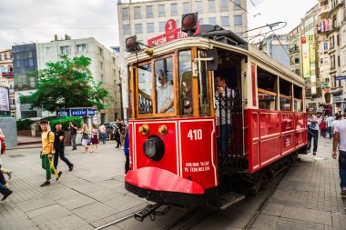 eski kırmızı tramvay taksim, Istanbul, Türkiye