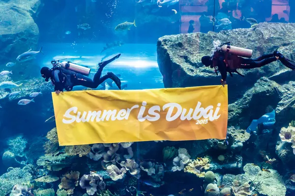 El acuario más grande del mundo en Dubai Mall — Foto de Stock