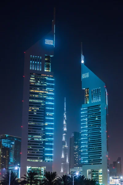 Dubai Dowtown en ngiht, Emiratos Árabes Unidos —  Fotos de Stock