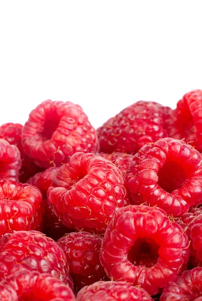 Ripe raspberries fruit background. Isolated on white — Stock Photo, Image