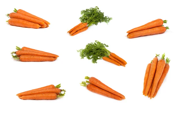 Set of Bunch of fresh carrots isolated on white — Stock Photo, Image