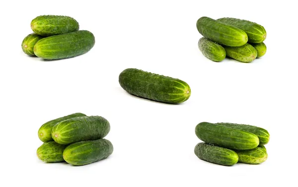 Set of Fresh Cucumbers isolated on white — Stock Photo, Image