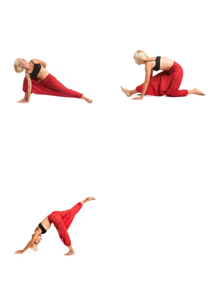 Practicar Yoga. Mujer joven aislada sobre fondo blanco —  Fotos de Stock